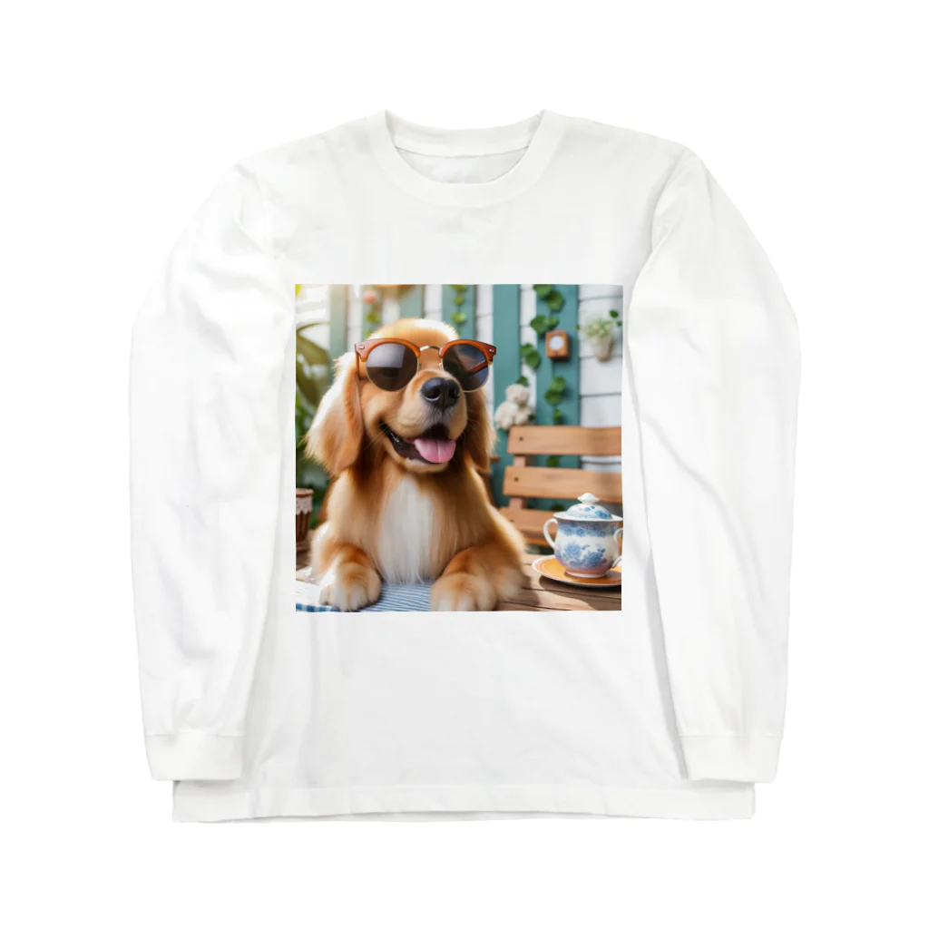 AQUAMETAVERSEのサングラスをかけた、かわいい犬 Marsa 106 ロングスリーブTシャツ