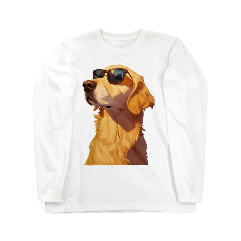 AQUAMETAVERSEのサングラスをかけた、かわいい犬 Marsa 106 ロングスリーブTシャツ