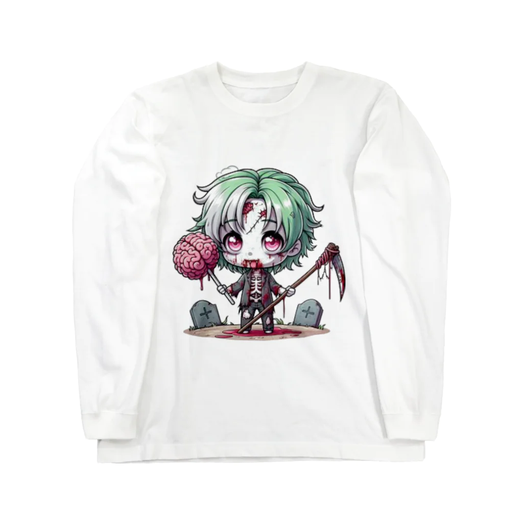 saitou1x4のホラー　ゾンビ８ ロングスリーブTシャツ