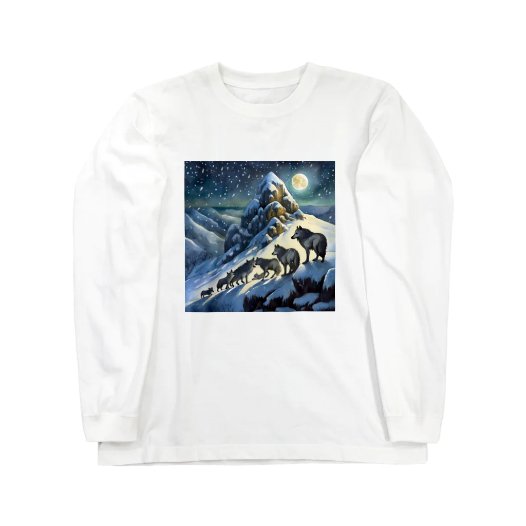 DREAMHOUSEの雪山のオオカミの群れ Long Sleeve T-Shirt