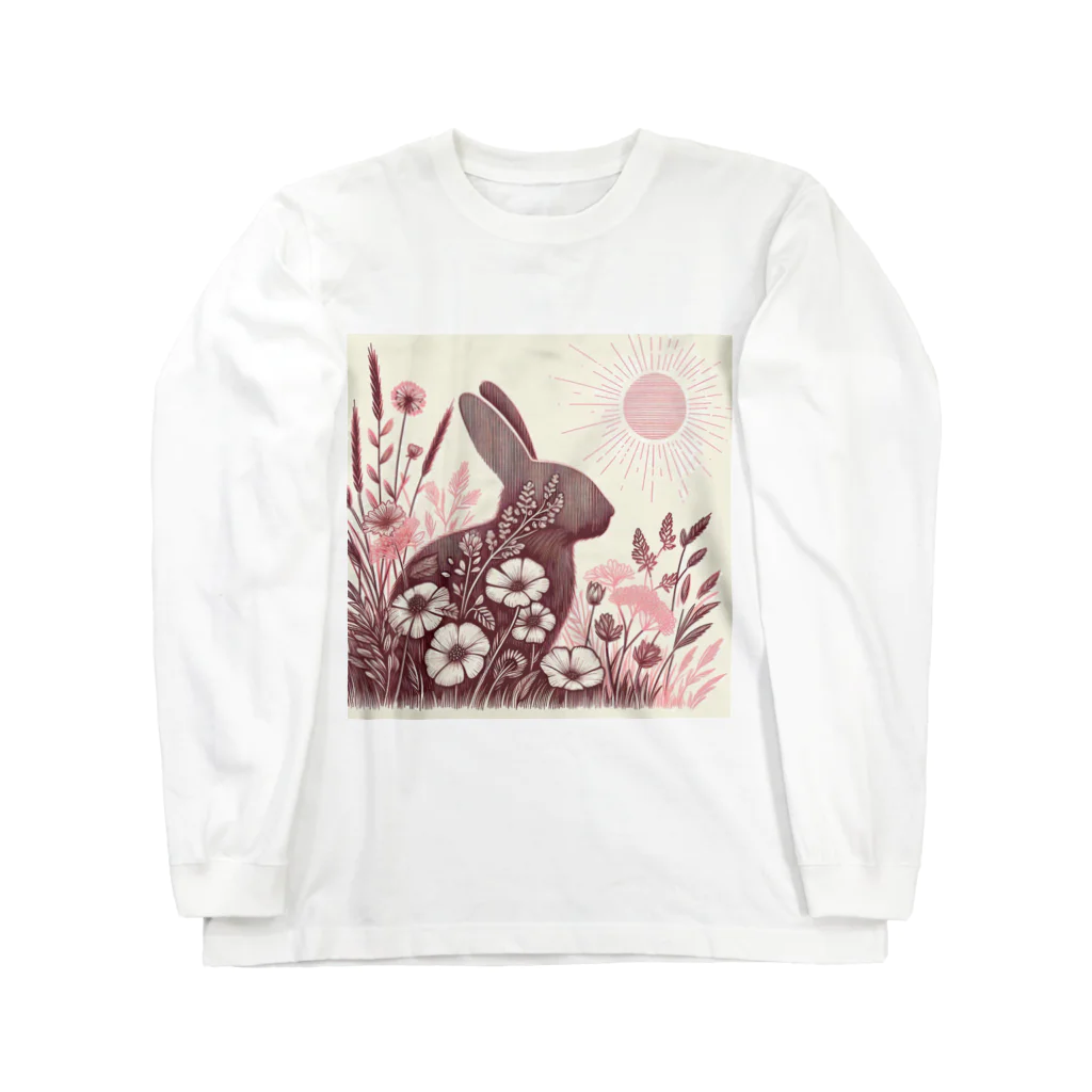 ブルーアイズのシルエットうさ Long Sleeve T-Shirt