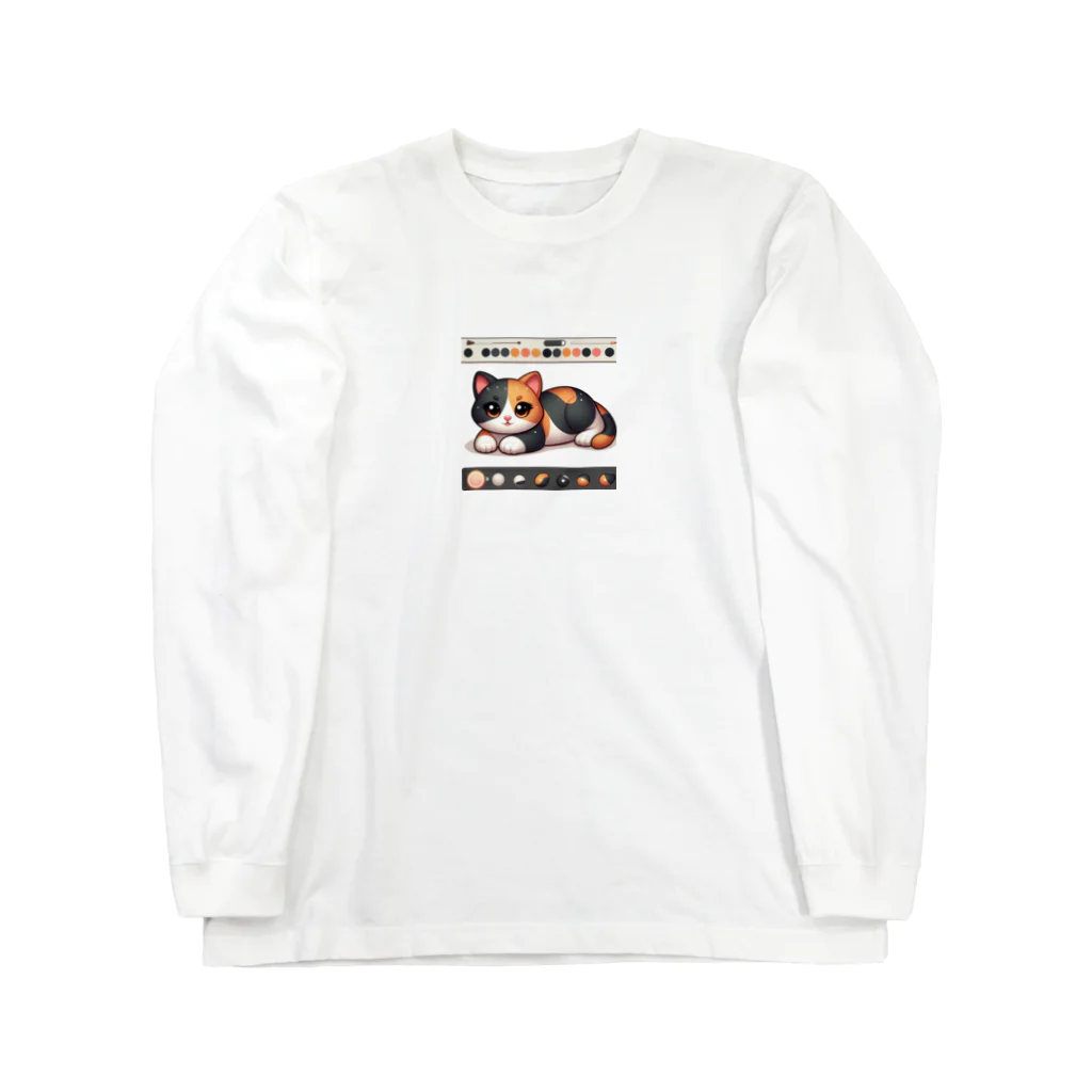 NEKOMARUDOUの三毛猫ペイント Long Sleeve T-Shirt