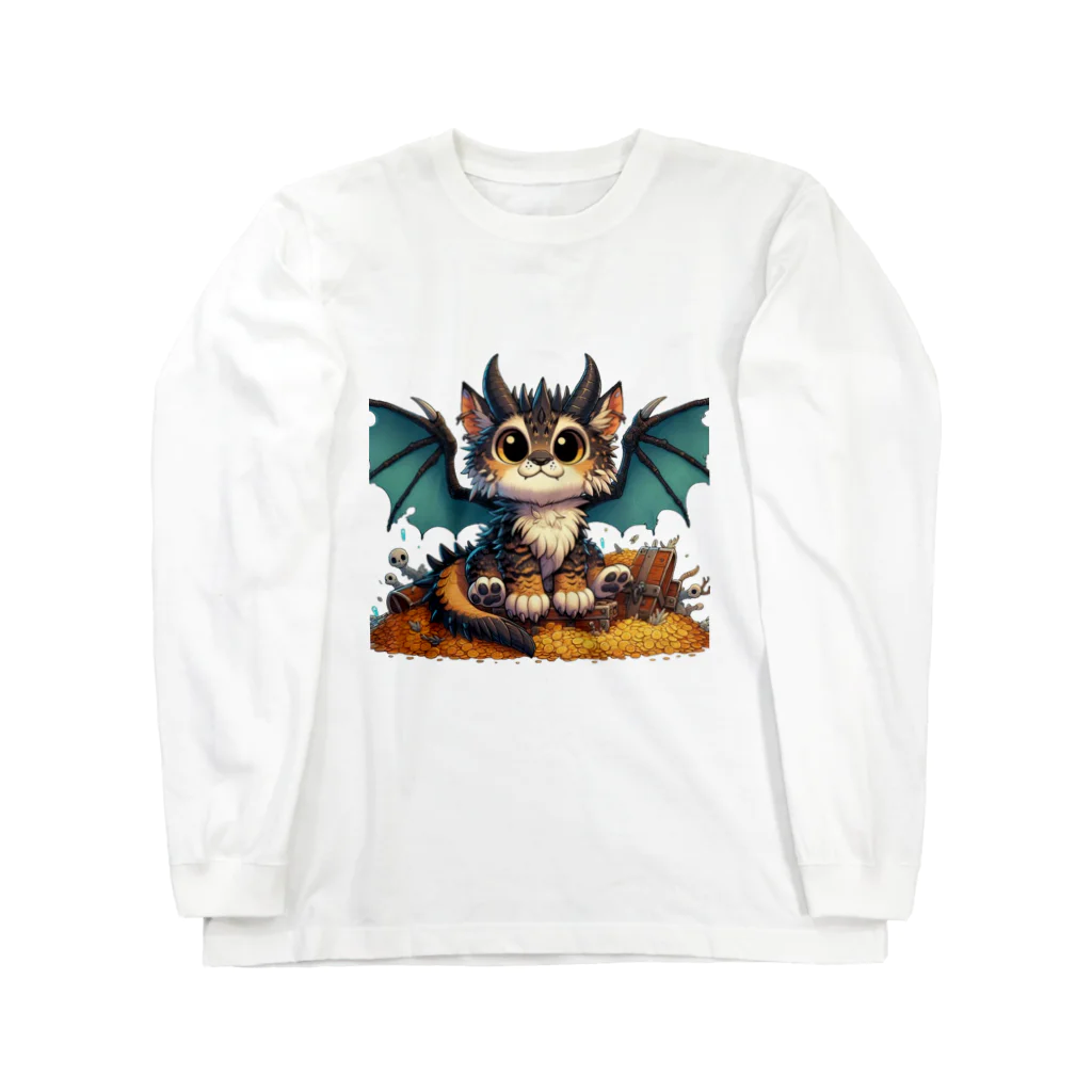 nekodoragonの猫ドラゴン　背景透過ver ロングスリーブTシャツ