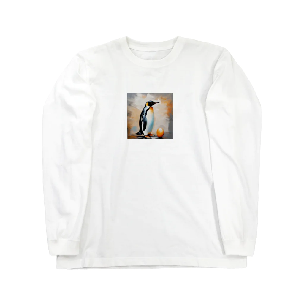 akipen76の卵を温かく見守っているペンギン Long Sleeve T-Shirt