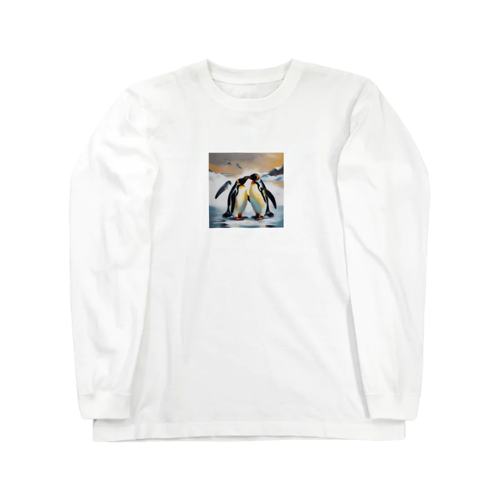 akipen76の恋の相手に必死に求愛しているペンギン Long Sleeve T-Shirt