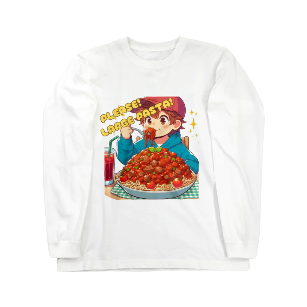 HOMMA-AZARASHIのパスタを楽しむ男の子 ロングスリーブTシャツ