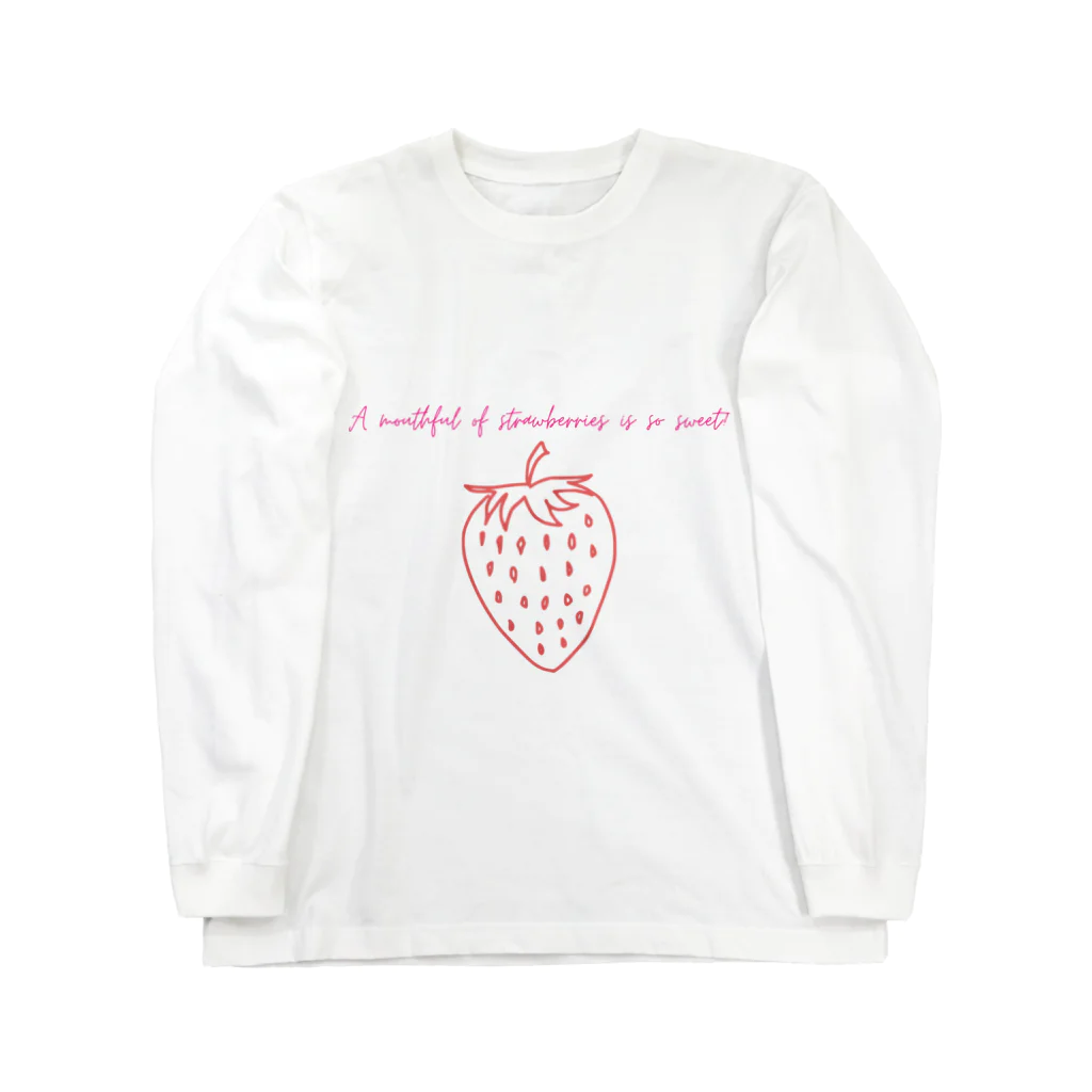 納豆ごはんのA mouthful of strawberries is so sweet! Long Sleeve T-Shirt