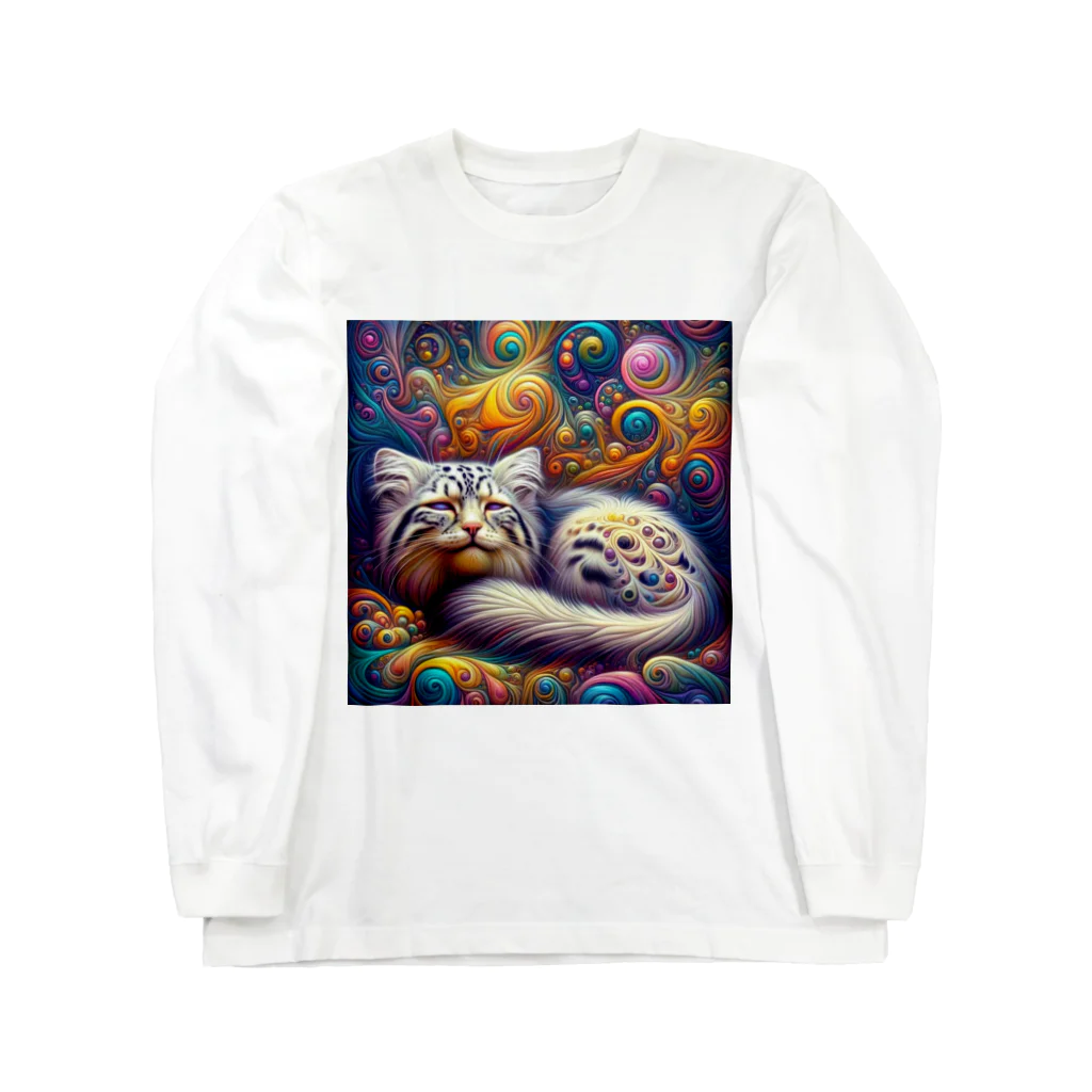 manul-of-the-worldのPsychedelic pallas cat Long Sleeve T-Shirt