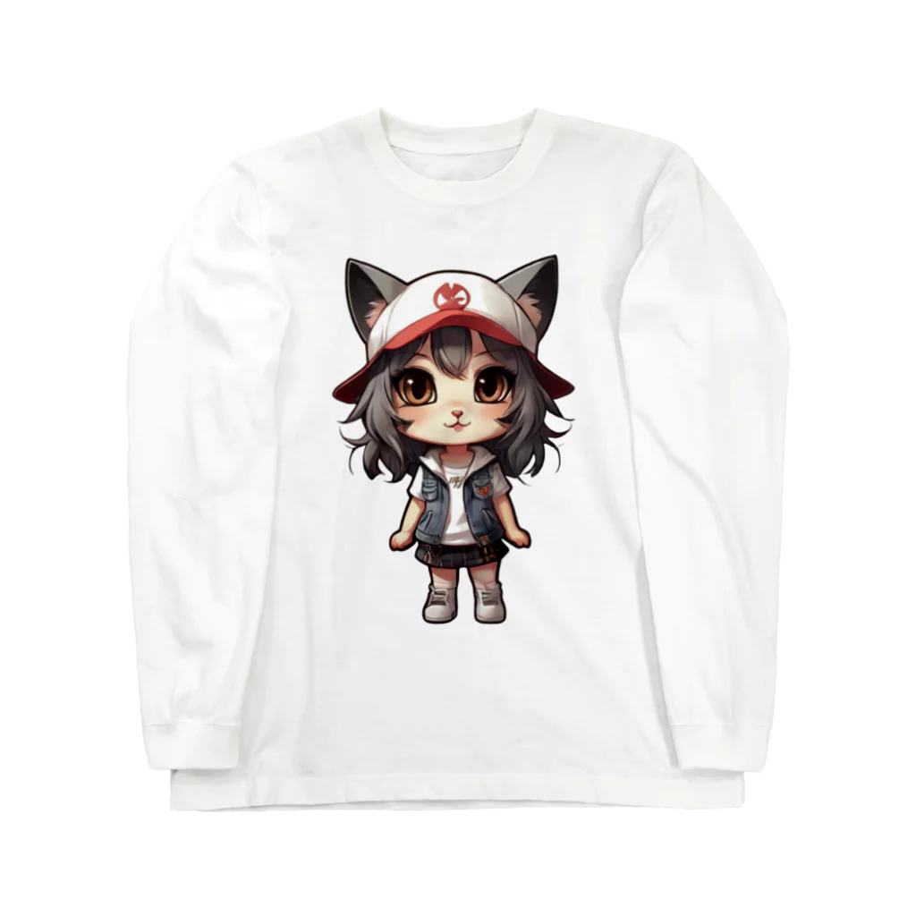 RANRAN2432MPJの猫派アイドル【にゃ美ちゃん】 ロングスリーブTシャツ