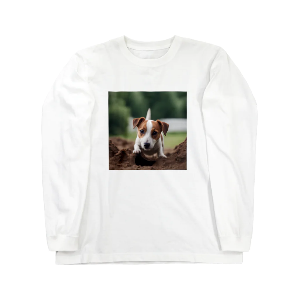 jackrussellvibes___の穴掘りジャックラッセルテリア ロングスリーブTシャツ