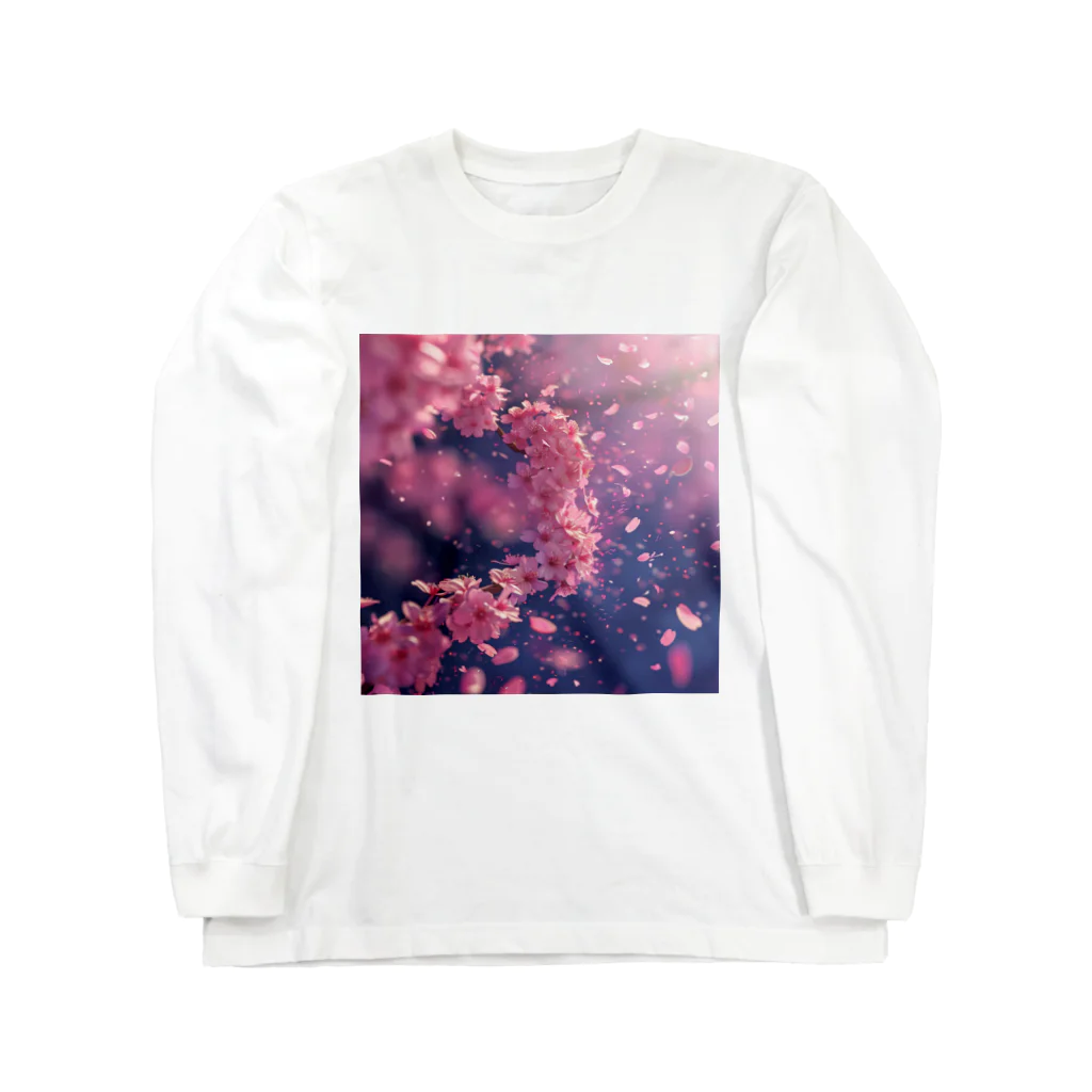 AQUAMETAVERSEの桜吹雪　BLUE PLUM  691 ロングスリーブTシャツ