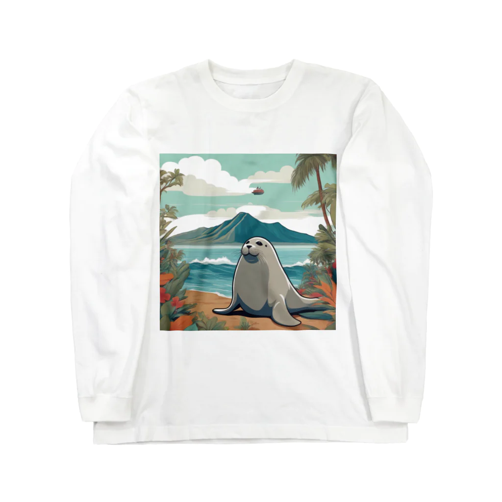 アザラシちゃんの南国を旅するアザラシ Long Sleeve T-Shirt