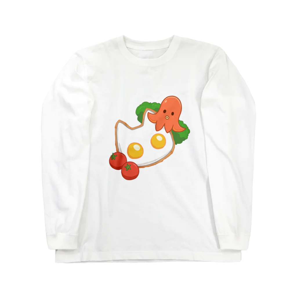 きょううんRRR・SUZURI支店のネコさん目玉焼きとタコさんウインナー Long Sleeve T-Shirt