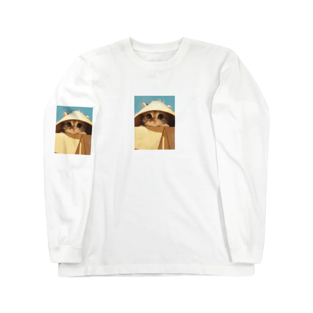 AQUAMETAVERSEの箱からのぞいている子猫　ラフルール　1859 Long Sleeve T-Shirt