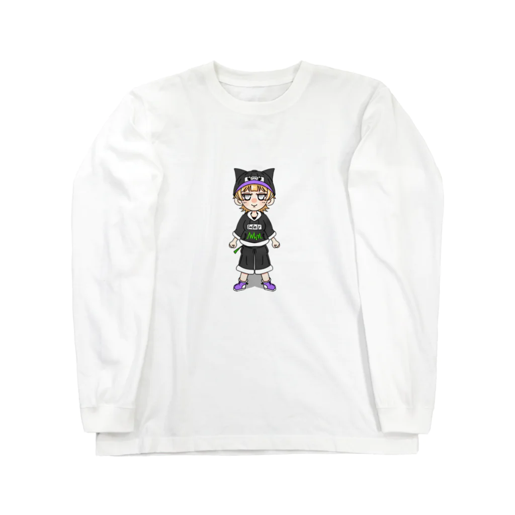 Safelyの猫キャップの少年 Long Sleeve T-Shirt