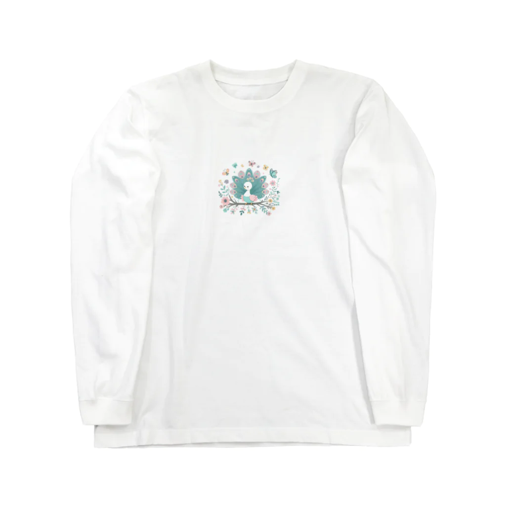 J-Peacockのカラフルな孔雀の幼鳥 Long Sleeve T-Shirt