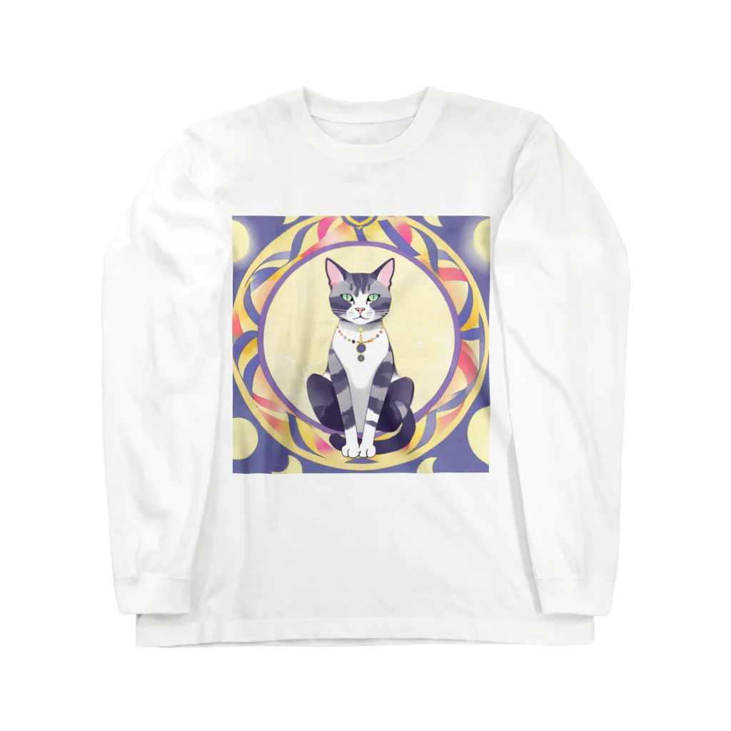 パキュラSHOPの猫と魔法陣 ロングスリーブTシャツ