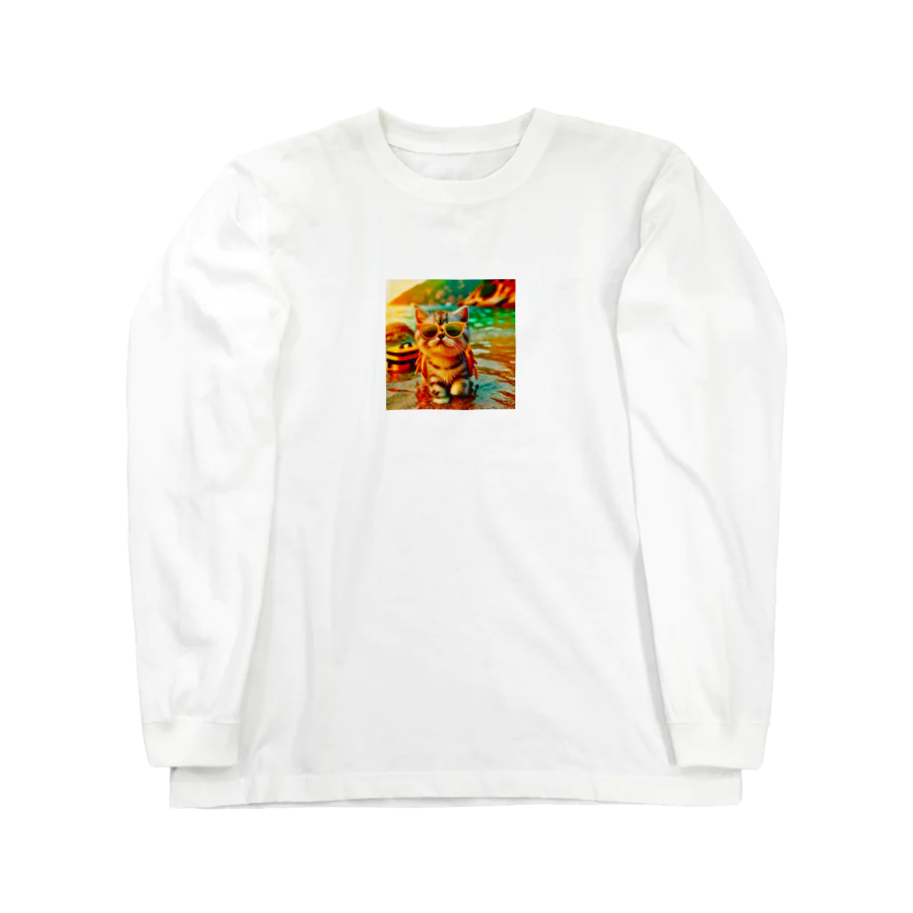 123_maのかわいい猫のイラストグッズ Long Sleeve T-Shirt