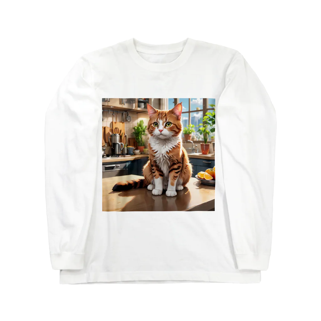 にゃんぼショップ🐈のごはんまちにゃんこ Long Sleeve T-Shirt