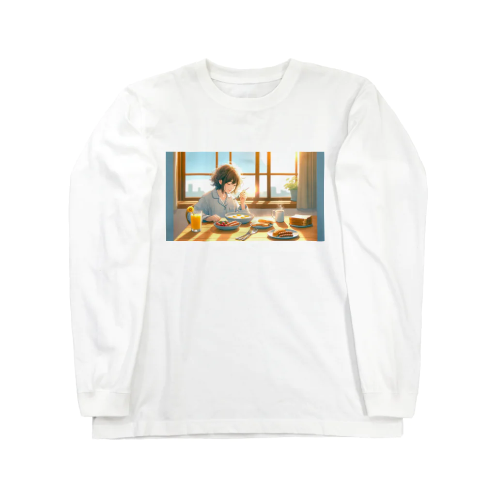 太い居候のAIが考える穏やかな朝 Long Sleeve T-Shirt