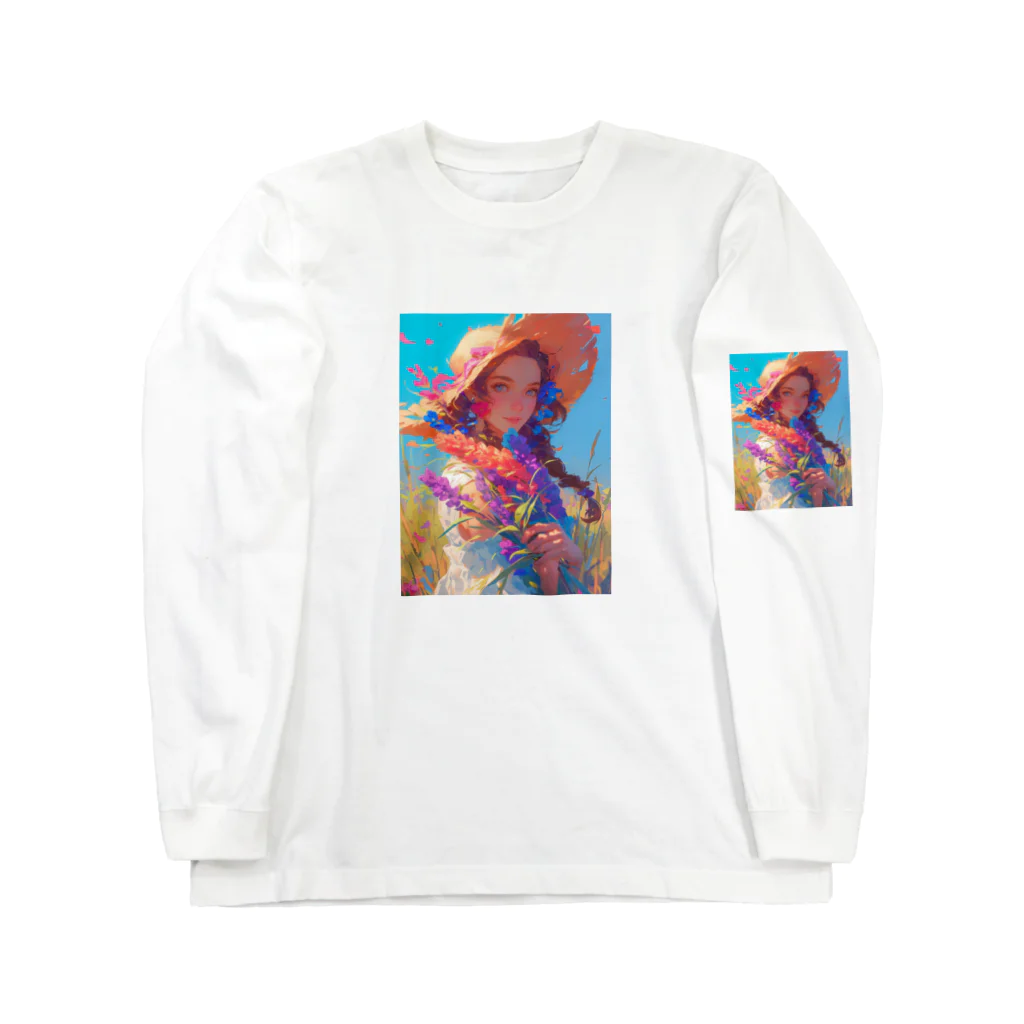 AQUAMETAVERSEのツバの広い帽子と春の花　ラフルール　1859 Long Sleeve T-Shirt