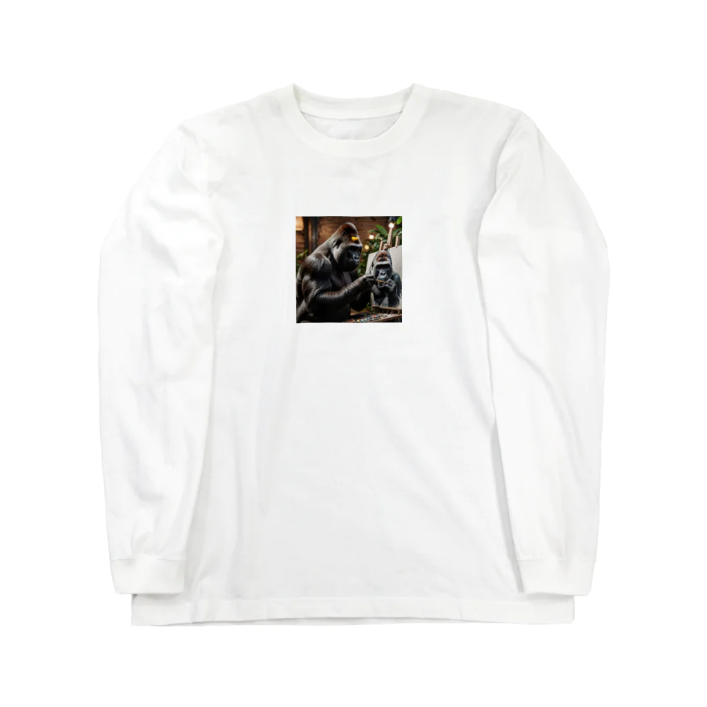 fumi_sportsの絵画人、ゴリラ Long Sleeve T-Shirt