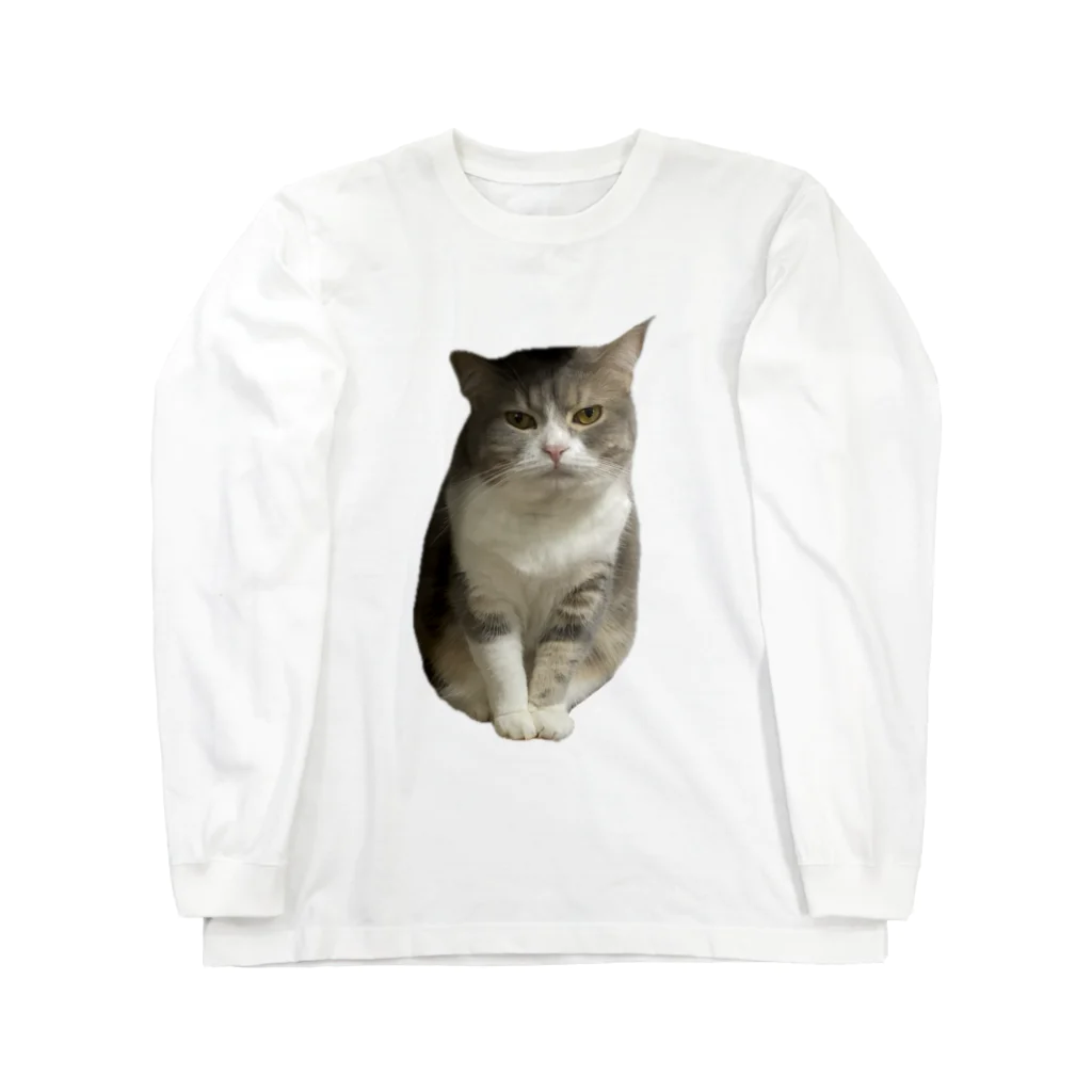むっちり猫のむっちり丸の不機嫌な美猫 ミロ姫 ロングスリーブTシャツ
