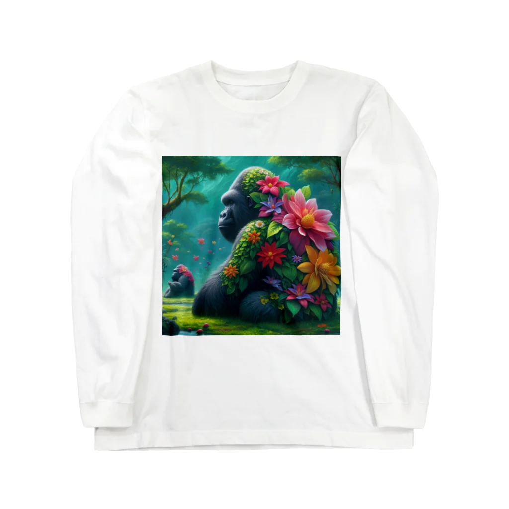 zenjoyのフラワーゴリラ Long Sleeve T-Shirt