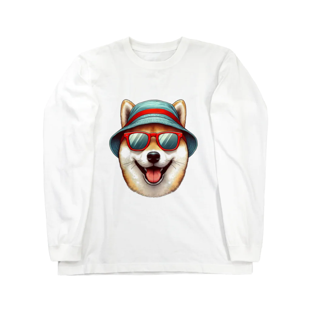 柴犬に囲まれたいのカラフルなバケハをかぶった柴犬 Long Sleeve T-Shirt