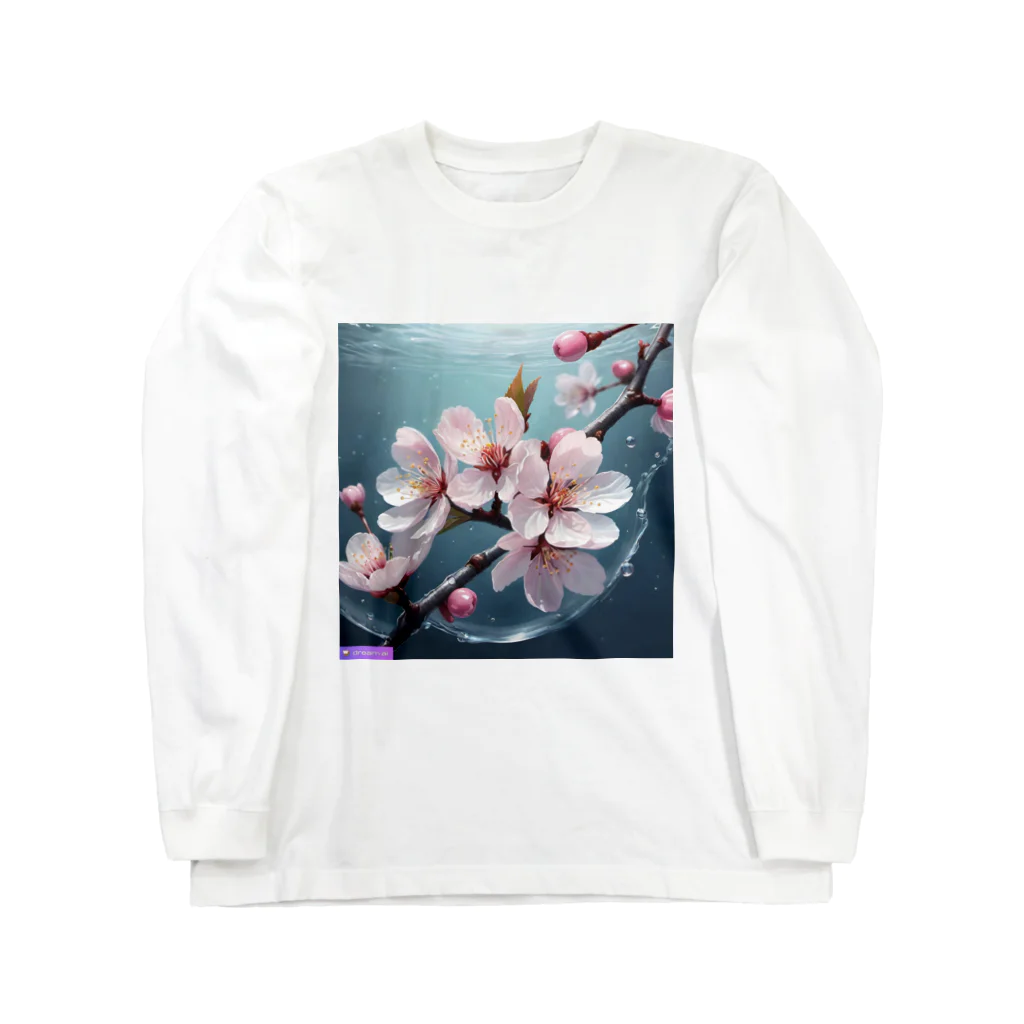 Navel Sky AIの水に咲く桜 ロングスリーブTシャツ
