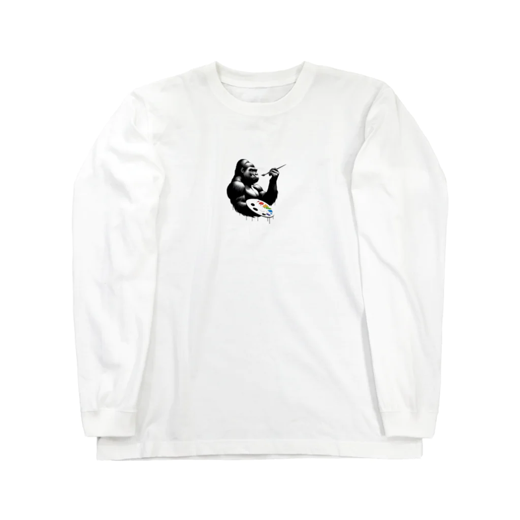 K'ramaの画家ゴリラ Long Sleeve T-Shirt