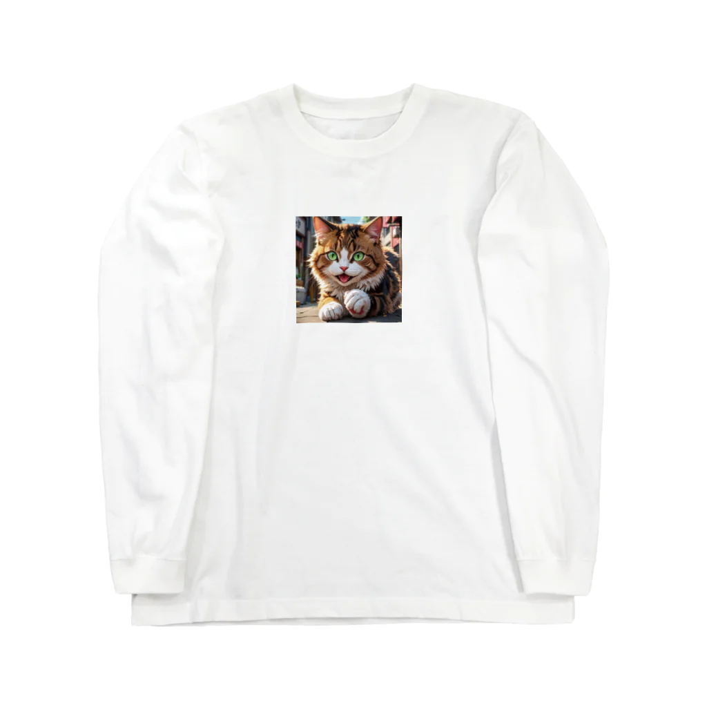 oz-chanの何かしようとしてる猫 ロングスリーブTシャツ