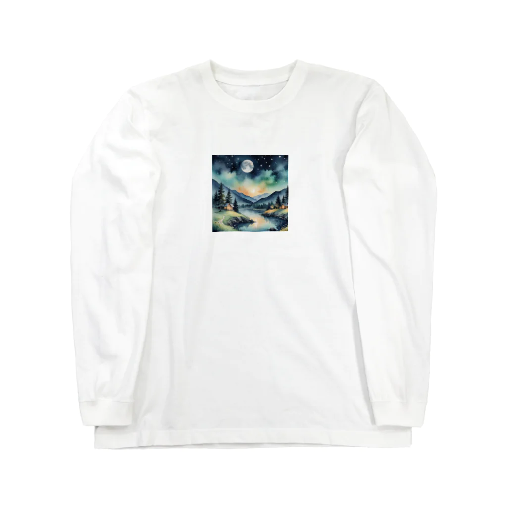 オーロラの里の夜の幻想 Long Sleeve T-Shirt