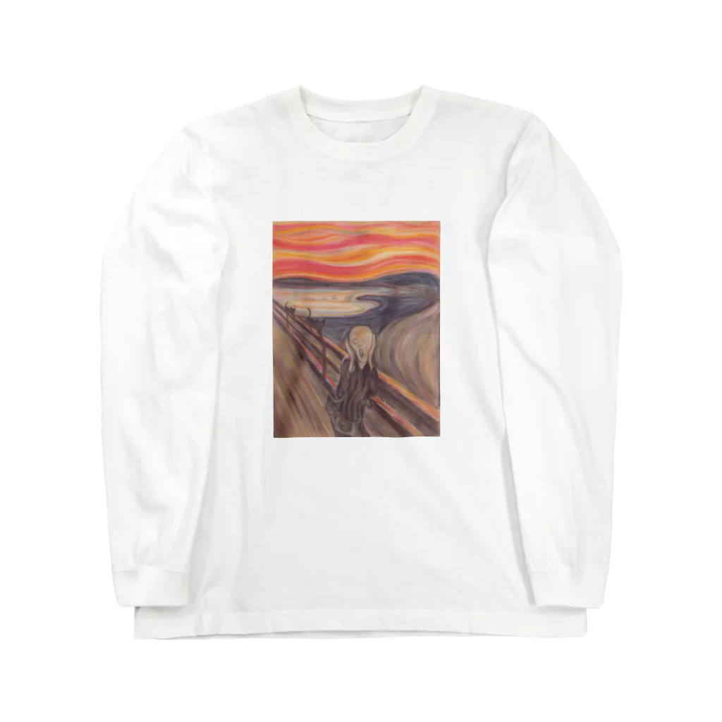 目羅　健嗣の猫嫌いの叫び（メラノ美術館） Long Sleeve T-Shirt