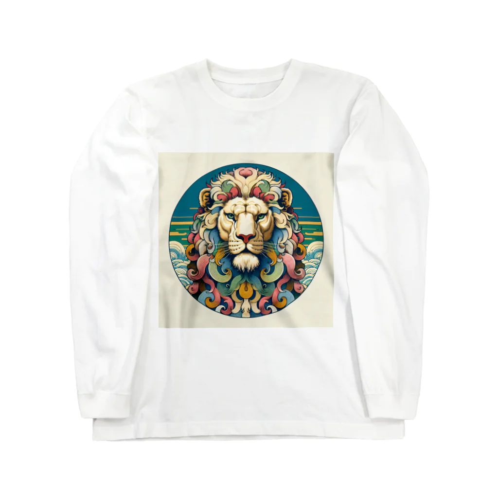 chaochao0701の浮世絵風　ライオン（顔）"Ukiyo-e style lion (face)."  "浮世繪風格的獅子（臉）。" Long Sleeve T-Shirt