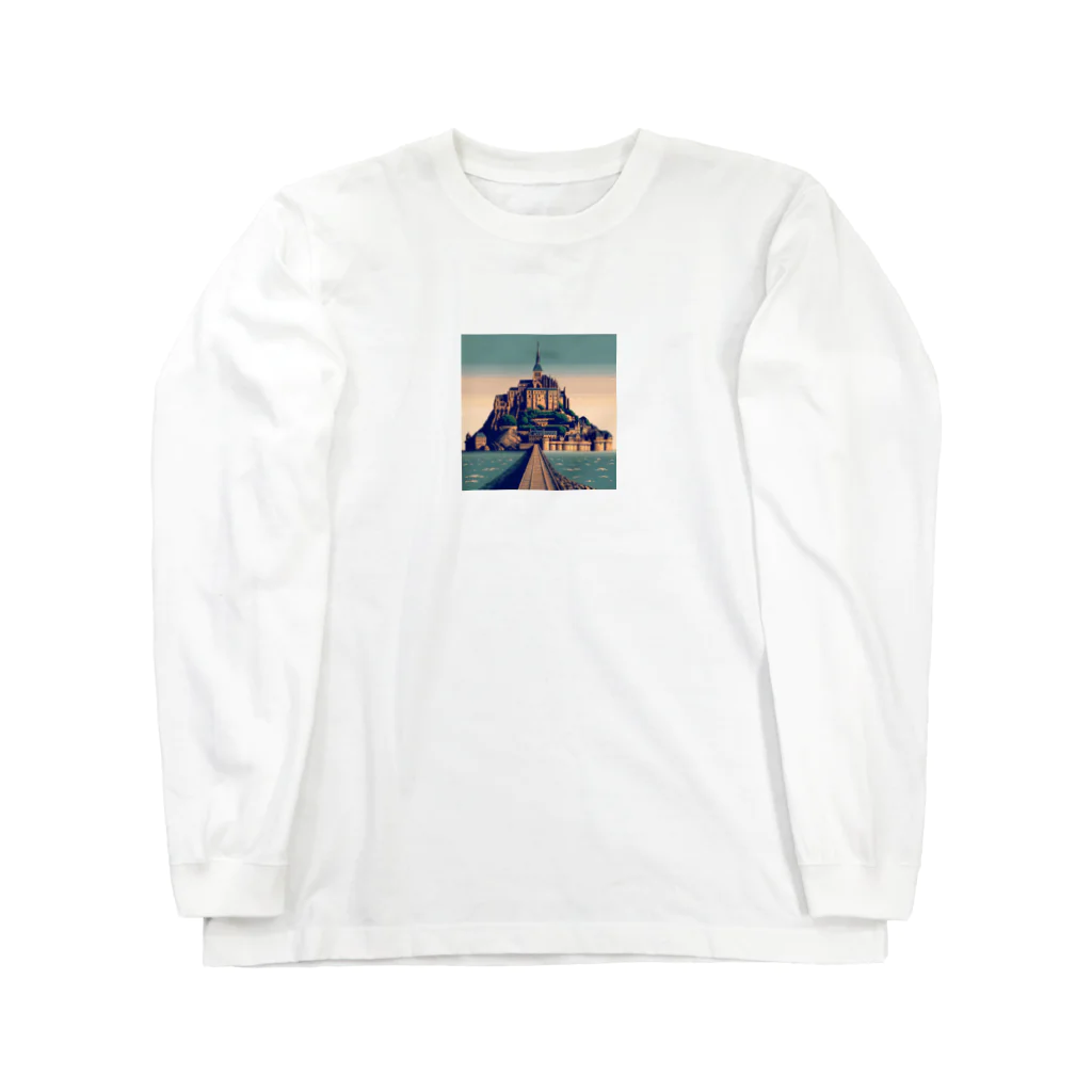 Pixel Art Goodsのモン・サン・ミシェル（pixel art） Long Sleeve T-Shirt