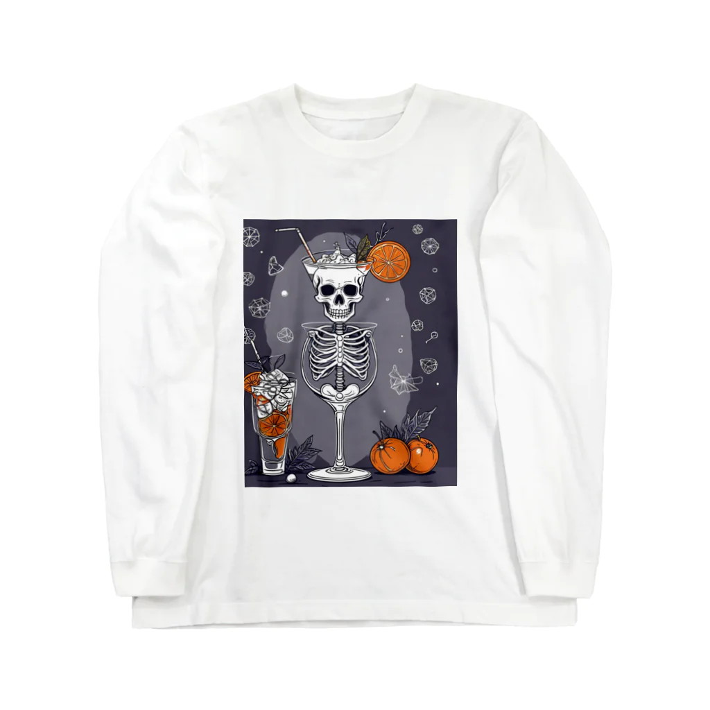 Skeletonのユニークなスケルトンアートがおしゃれに輝く！ ロングスリーブTシャツ