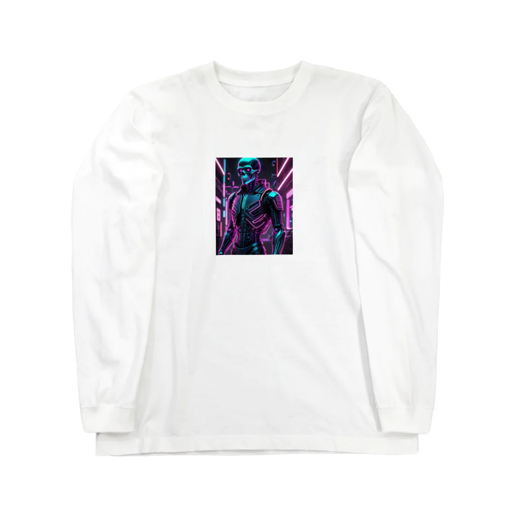 Skeletonの超クールな骸骨のサイバーパンクアート！ Long Sleeve T-Shirt