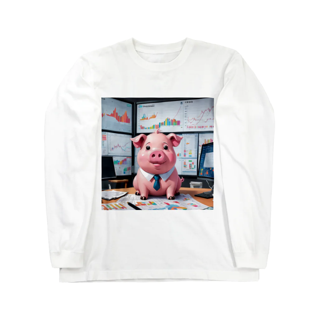 MTHの会社の財務状況を分析するミニブタ Long Sleeve T-Shirt