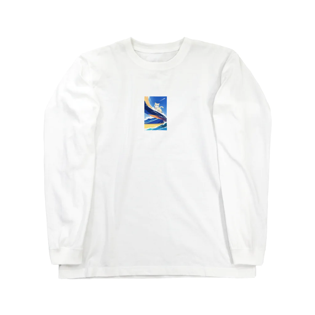 ショップたかぞーの波乗りネコ Long Sleeve T-Shirt