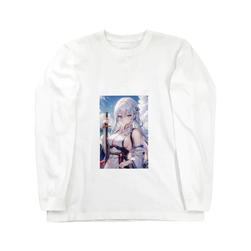 巫女スタぐらむの日本刀をもった美少女 Long Sleeve T-Shirt