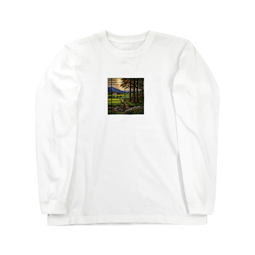 ganeshaのヨーロッパの田舎のステンドグラス Long Sleeve T-Shirt