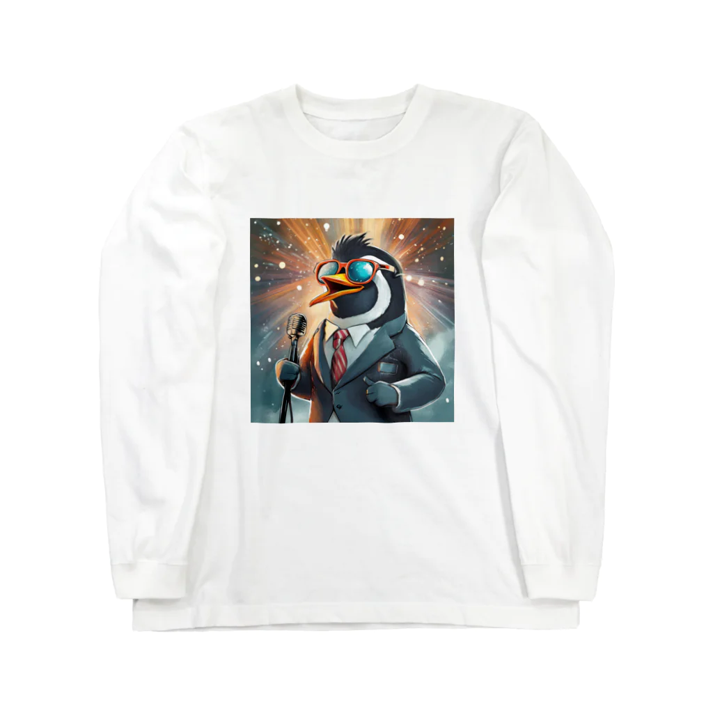 ぱぴぷSHOPのロックスターなペンギン ロングスリーブTシャツ