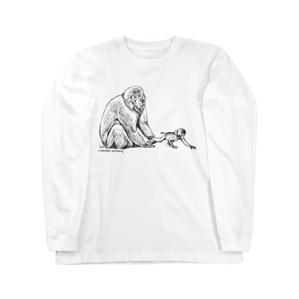 Wildlife sanctuary のニホンザルの親子 ロングスリーブTシャツ