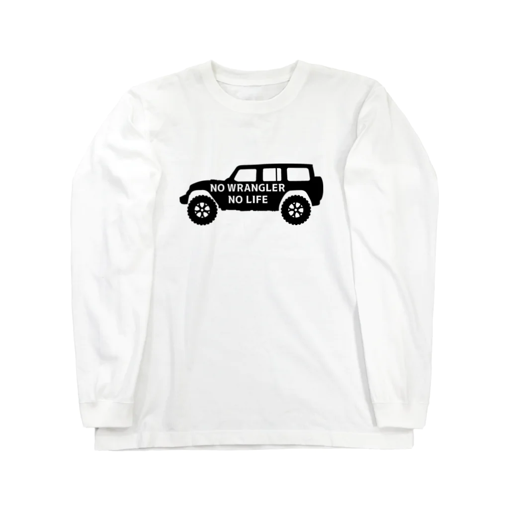 QUQU_WORKSのノーラングラーノーライフ ジープ ブラック Long Sleeve T-Shirt