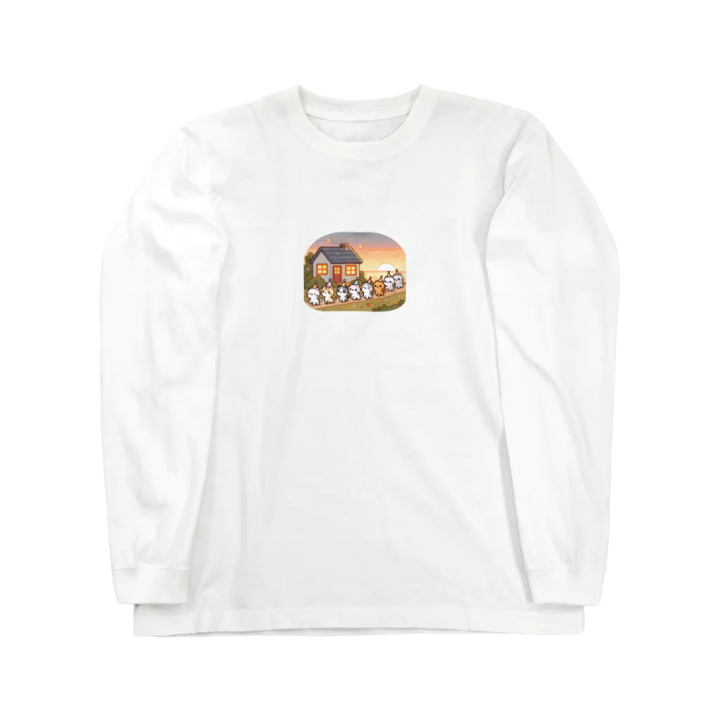 子猫カーニバルの子猫のパーティーの帰り Long Sleeve T-Shirt