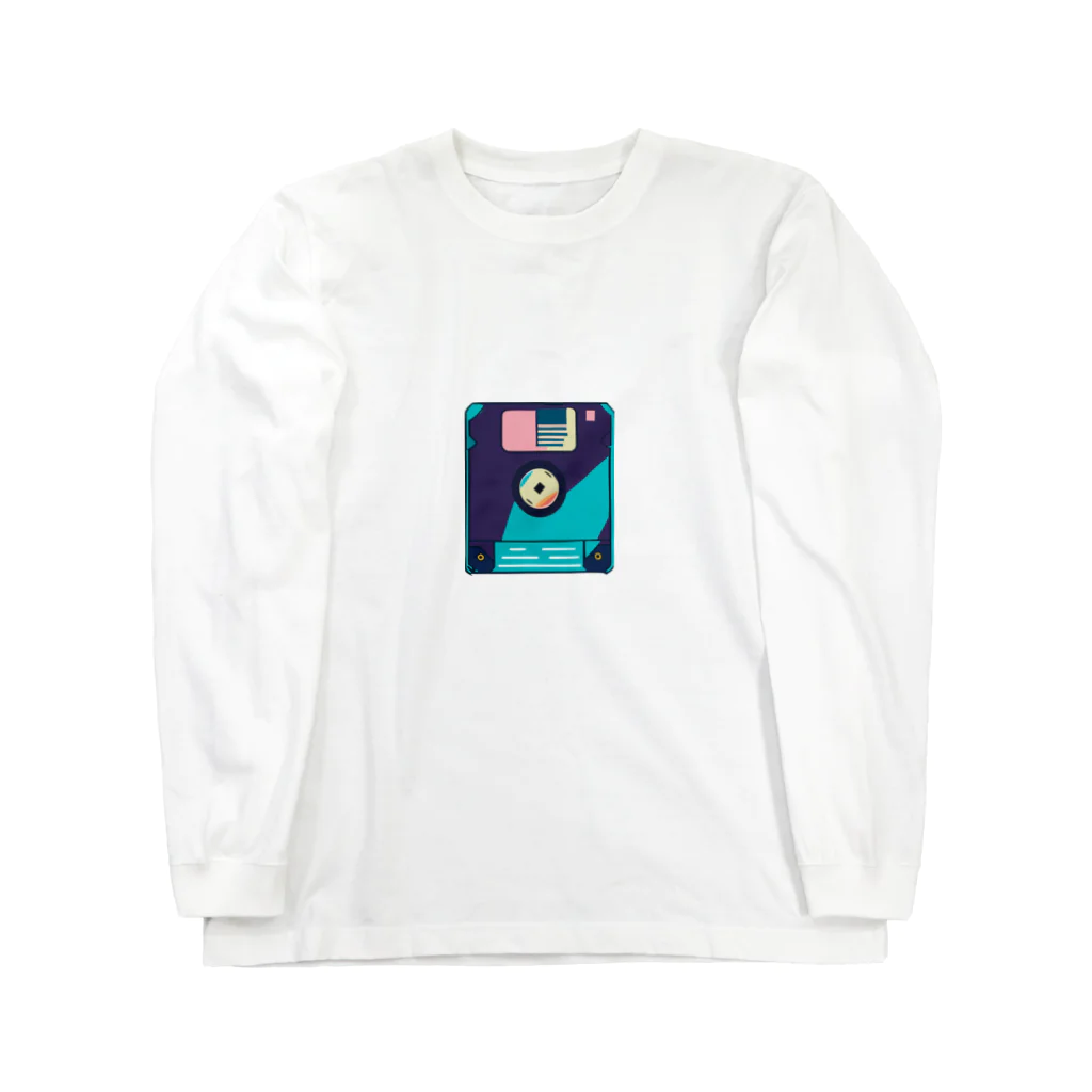 愛着ライフのレトロなネオンフロッピー Long Sleeve T-Shirt