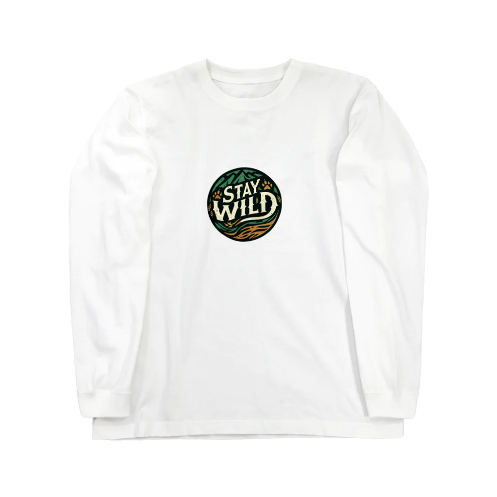 面白デザインショップ ファニーズーストアの**Stay Wild** - 野生を保て    -  ロングスリーブTシャツ