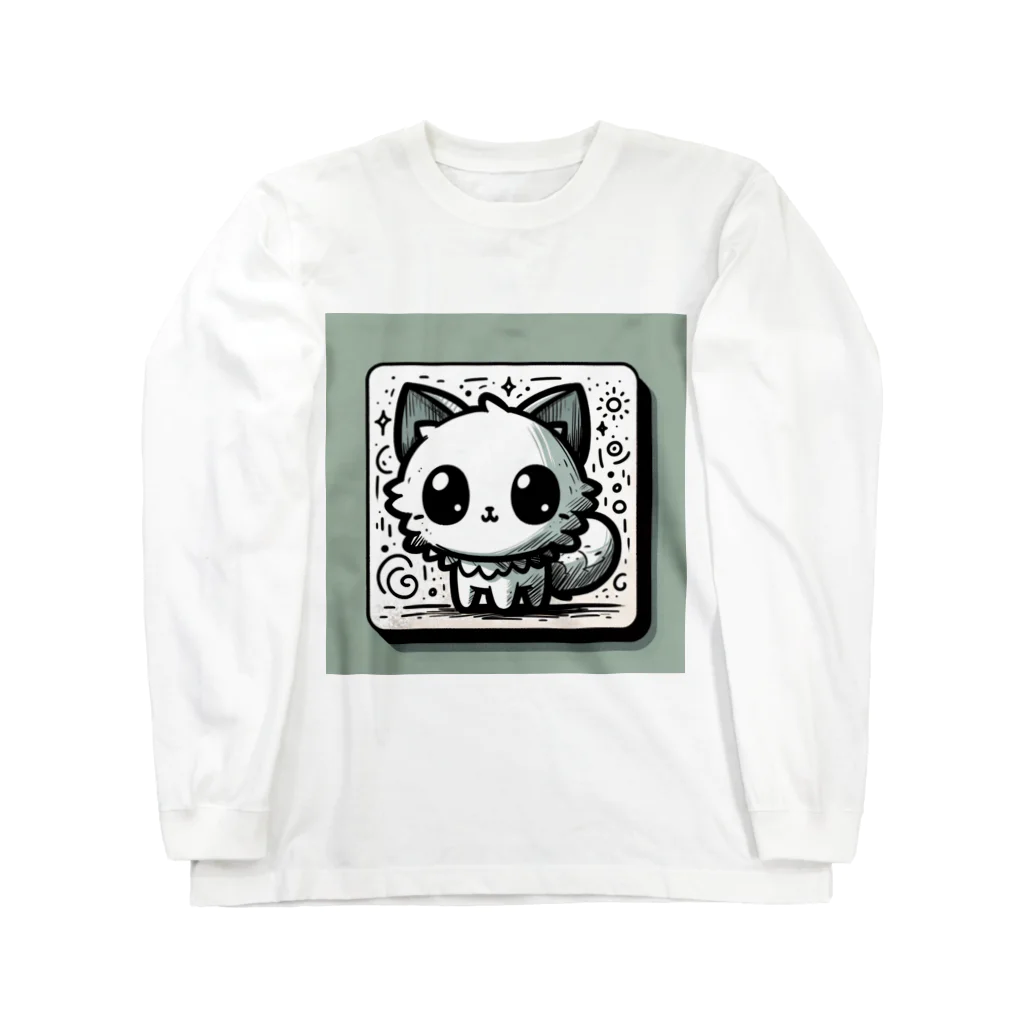 にゃんラボの落書きにゃんこシリーズ　コースターっぽい猫 Long Sleeve T-Shirt