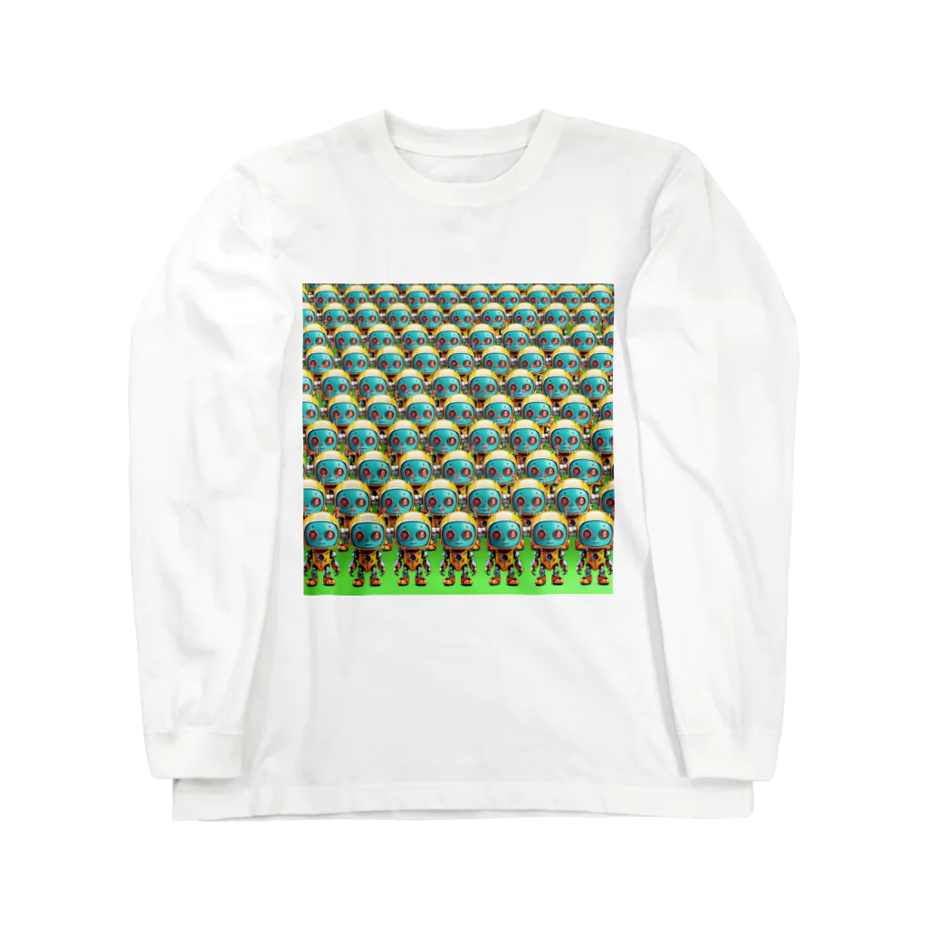 mirinconixのずらりと並んだかわいいレトロロボットくん達 Long Sleeve T-Shirt